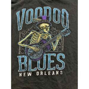 Outhouse Designs Voodoo Blues New Orleans Skeleton Guitar T-Shirt Black XL